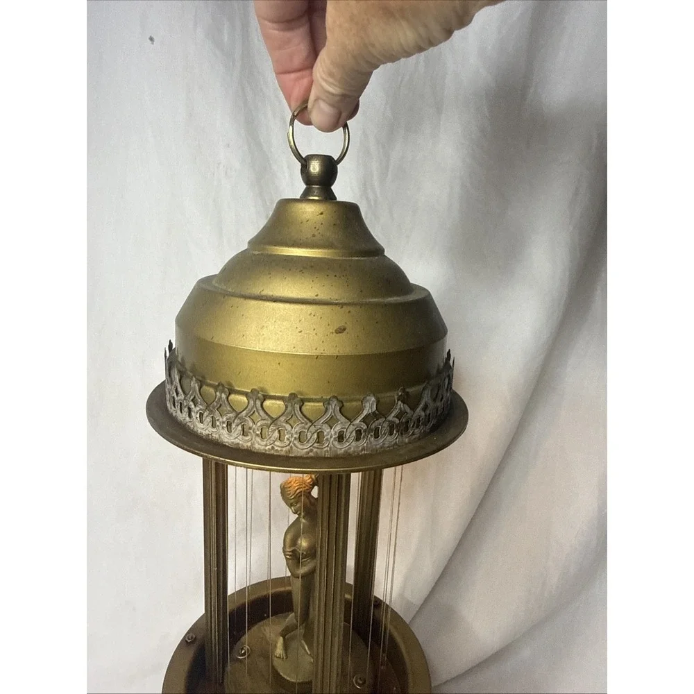 Vintage Gold Greek Goddess Hanging Oil Rain Drip Lamp Working 16